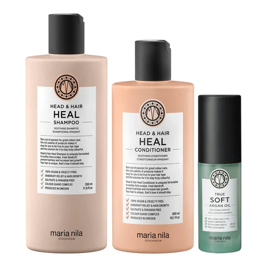 Maria Nila Head & Hair Heal Kit (Shampoo,Conditioner&TrueSoft Oil)